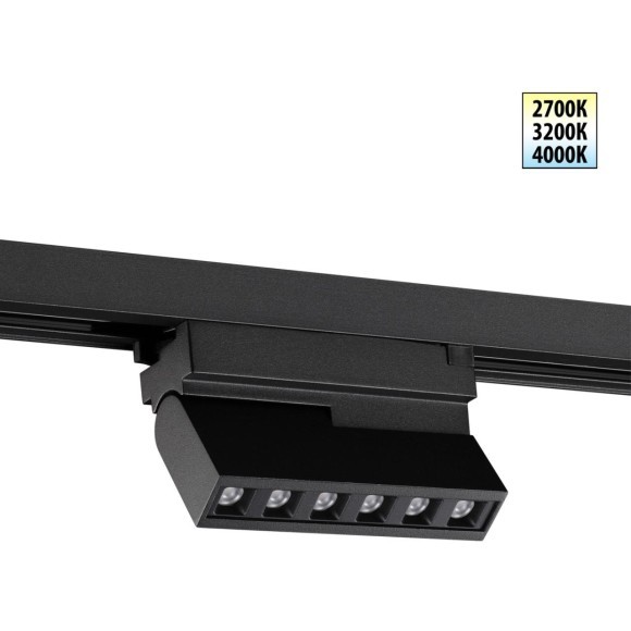 359735 PORT NT25 240 черный Светильник однофазный двухжильный трековый с переключ. цв. температуры IP20 LED 6W 180-265V 2700К/3200К/4000К EOS