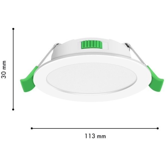 4645-1C, врезной светильник, D113xH30, cutout:D90, LEDx7W, 450LM/560LM/500LM, 3000K/4000K/6500K, IP44, CRI>80, beam angle:120, included