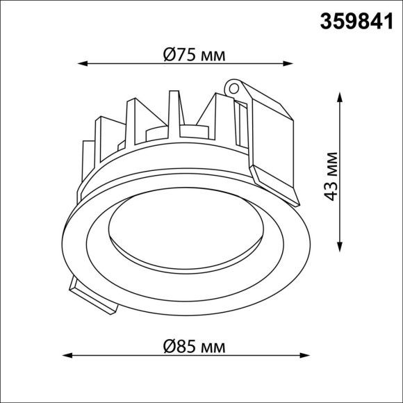 359841 Черный встраиваемый светильник с переключателем цв. температуры и угла рассеивания 40 и 120° IP44 10W CRI90 UGR<16 2700-3200-4000К Novotech RAYN