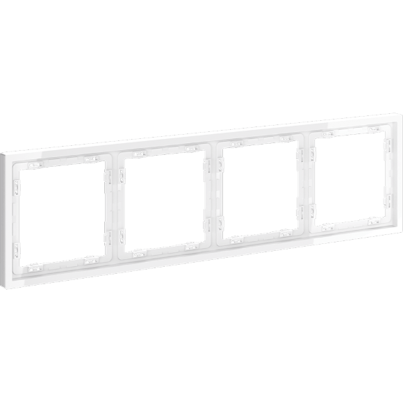 VLS100401 Рамка пластиковая для электрических изделий белого цвета VOLTUM серии S70 на 4 поста (белый глянцевый)