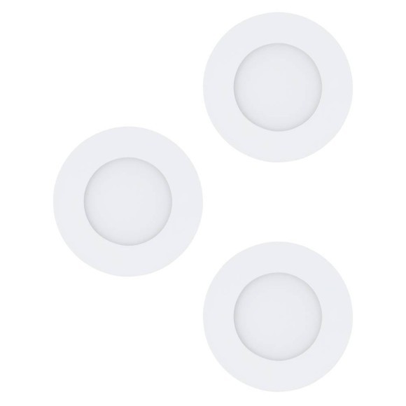 98633 Комплект встраиваемых светильников FUEVA 1, 3X2,8W (LED), 3000K, 1050lm, IP20/44, ?85, литой металл, белый / пластик, белый