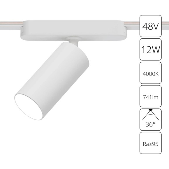 A6158PL-1WH Трековый магнитный светодиодный светильник Arte Lamp Rapid 48V CRI95+ 4000К 741Лм 36° 12Вт