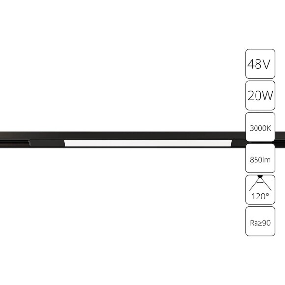 A7284PL-1BK Трековый магнитный светодиодный светильник Arte Lamp Optima CRI90+ 3000К 850Лм 120° 20Вт