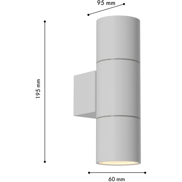 Favourite Bonum 4794-2W Белый уличный настенный светильник, фасадный спот цилиндр со светом в обе стороны, D95xW60xH195, под сменные лампы GU10 2шт макс. 35Вт, IP65, 220В