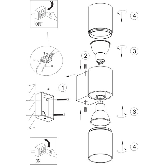 Favourite Bonum 4794-2W Белый уличный настенный светильник, фасадный спот цилиндр со светом в обе стороны, D95xW60xH195, под сменные лампы GU10 2шт макс. 35Вт, IP65, 220В
