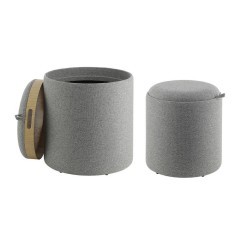 424022 MASHIKE Пуф круглый (комплект 2 шт.) H44, D39, полиэстер, серый, коричневый, пластиковая ножка