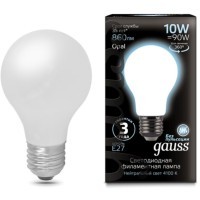 102202210 Лампа Gauss LED Filament A60 OPAL E27 10W 860lm 4100К 1/10/40