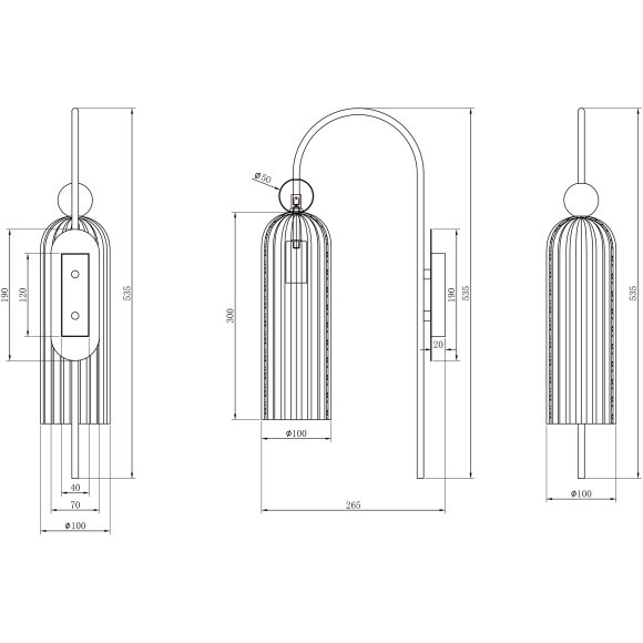 Настенный светильник (бра) Maytoni MOD302WL-01GR