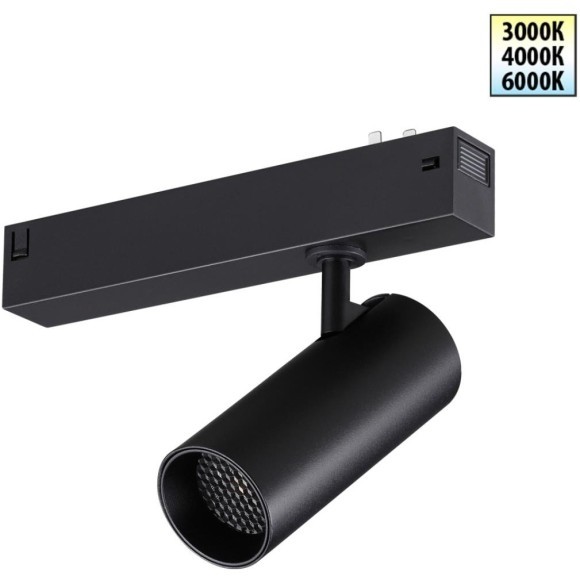 359956 Трековый светодиодный спот с перекл. цвет. температуры 3000;4000;6000К и антибликовым фильтром, 220В, 12Вт, 780Лм, CRI90 Novotech VECTOR 359956 Трековый светодиодный спот с перекл. цвет. температуры 3000;4000;6000К и антибликовым фильтром, 220В, 12Вт, 780Лм, CRI90 Novotech VECTOR