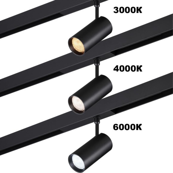 359956 Трековый светодиодный спот с перекл. цвет. температуры 3000;4000;6000К и антибликовым фильтром, 220В, 12Вт, 780Лм, CRI90 Novotech VECTOR 359956 Трековый светодиодный спот с перекл. цвет. температуры 3000;4000;6000К и антибликовым фильтром, 220В, 12Вт, 780Лм, CRI90 Novotech VECTOR