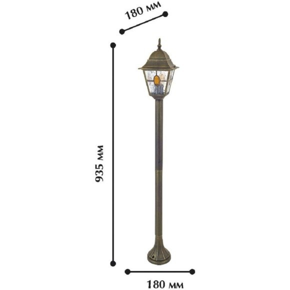 1804-1F, уличный светильник, L185*W185*H1060, 1xE27x100W, IP44, excluded