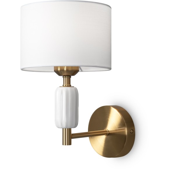 Настенный светильник (бра) с бронзовым основанием и тканевым плафоном под лампу Е27 Freya Ceram FR5491WL-01BS