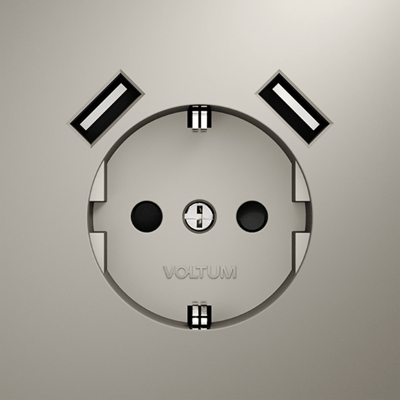 VLS040206 Розетка встраиваемая с заземлением и защитными шторками максимальный ток 16 Ампер (3500 Ватт) титанового цвета VOLTUM S70 (титан)