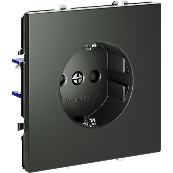 VLS040206 Розетка встраиваемая с заземлением и защитными шторками максимальный ток 16 Ампер (3500 Ватт) титанового цвета VOLTUM S70 (титан)