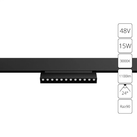 A4648PL-1BK Трековый магнитный светодиодный светильник Arte Lamp Linea 2.0 CRI90+ 3000К 1100Лм 24° 15Вт