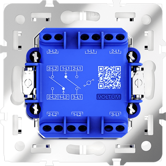 VLS020302 Проходной выключатель (переключатель) двухклавишный встраиваемый белого матового цвета 10А (2200 Ватт) VOLTUM S70 (белый матовый)