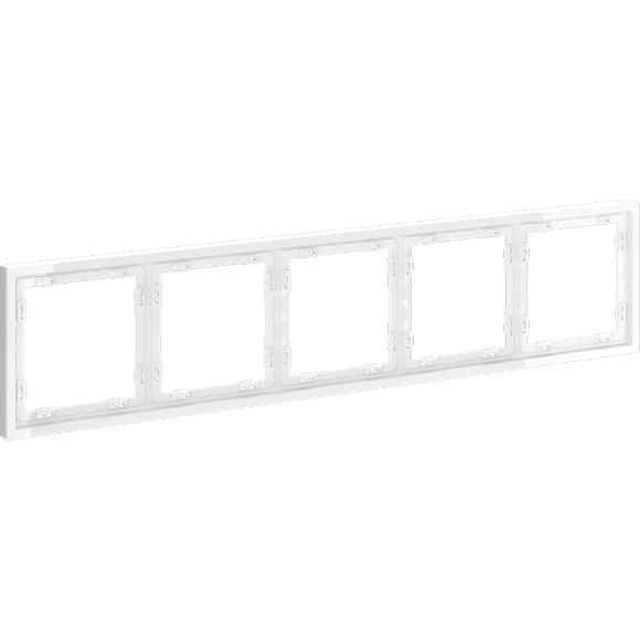 VLS100501 Рамка пластиковая для электрических изделий белого цвета VOLTUM серии S70 на 5 постов (белый глянцевый)