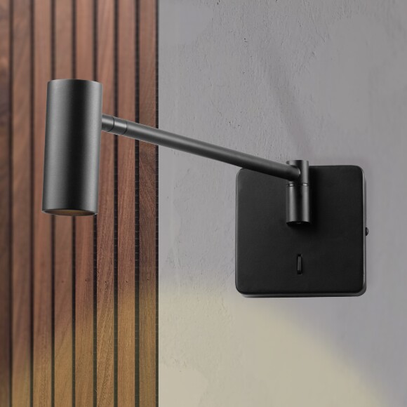 Прикроватная бра Lightstar Loft 765657 черная матовая, светодиодная, направленного света, с поворотным плафоном и выключателем, LED 5Вт 450Лм 36° CRI80