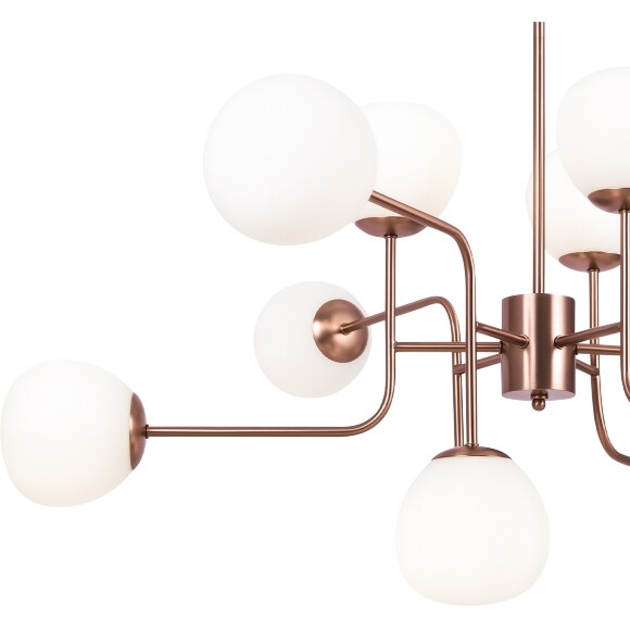 Люстра Maytoni Erich MOD221-PL-12-G основание латунь, подвесная люстра с шарами из матового белого стекла, 12xE14, дизайнерский светильник на большую гостинную