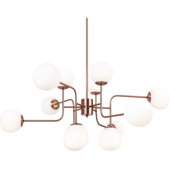 Люстра Maytoni Erich MOD221-PL-12-G основание латунь, подвесная люстра с шарами из матового белого стекла, 12xE14, дизайнерский светильник на большую гостинную