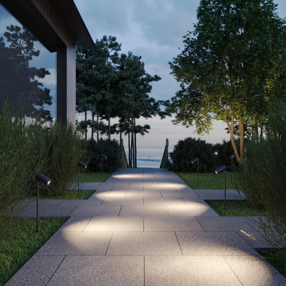 Novotech 359713 Черный грунтовый светильник на колышке, CCT переключение цветовой температуры 2700-3200-4000К и мощности 3-6-9Вт, изменяемый угол света 15-42º, IP65 550лм CRI90 220V -40...+50°C (коэффициентпульсации<1%)