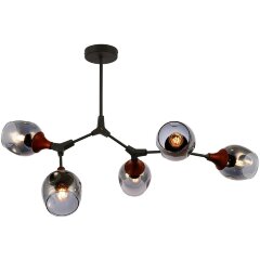 SLE113402-05 Светильник потолочный Серый, Темное дерево/Зеркальный E27 5*60W CIOTOLLA