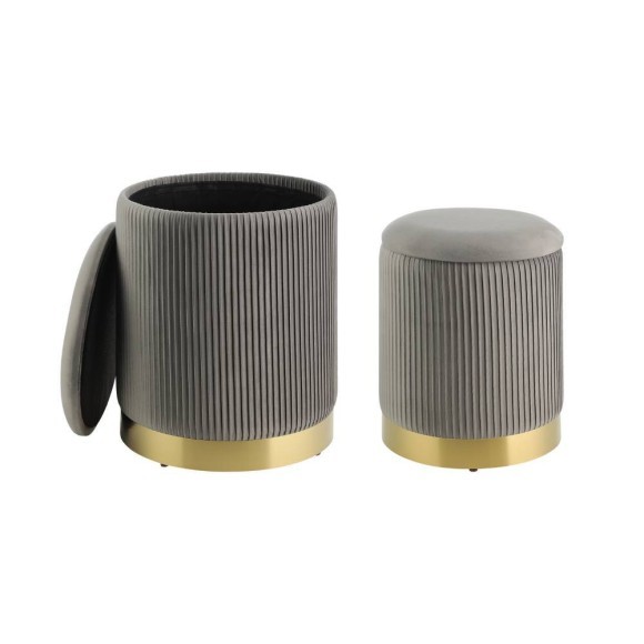 424023 MASHIKE Пуф комплект из 2 шт., пластик, сталь, серый, латунно-матовый, L360 B360 H440