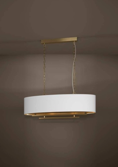 390182 PINETARA Люстра потолочная с 4 лампами E27, металл латунный, ткань белый 390182 PINETARA Люстра потолочная с 4 лампами E27, металл латунный, ткань белый