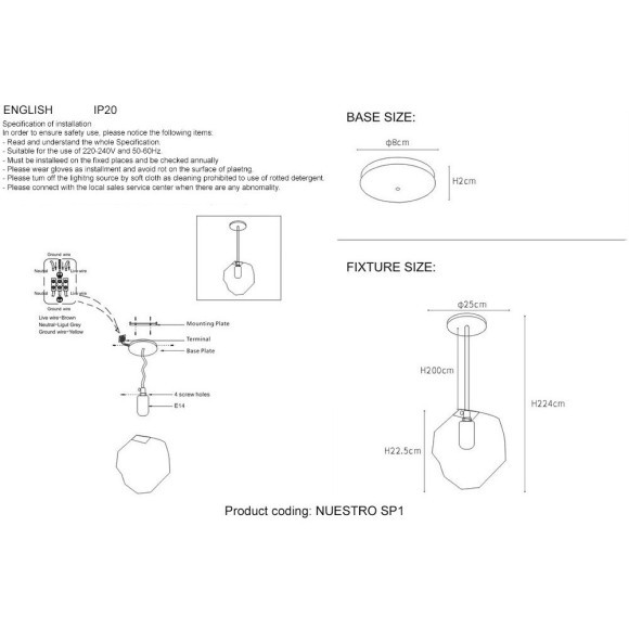 Светильник подвесной Crystal Lux NUESTRO SP1 GOLD/PINK