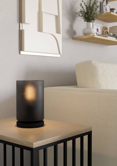 901164 COLOMERA Настольная лампа с цоколем E27, 40Вт, механический выключатель, H195, Ø120, сталь, черный, матовое серое стекло