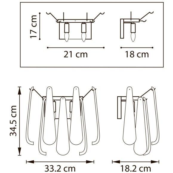 Бра 2х6W(led) E14, золото Retro II Lightstar 799622