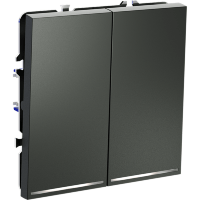 VLS020206 Выключатель встраиваемый с подсветкой двухклавишный титанового цвета 10А (2200 Ватт) VOLTUM S70 (титан)