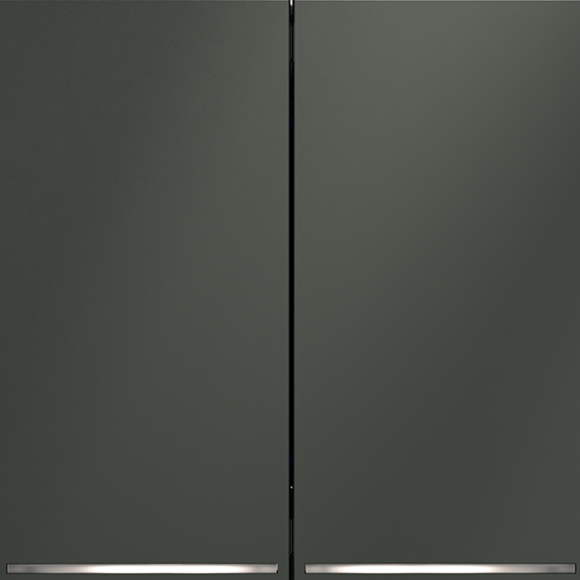 VLS020206 Выключатель встраиваемый с подсветкой двухклавишный титанового цвета 10А (2200 Ватт) VOLTUM S70 (титан)