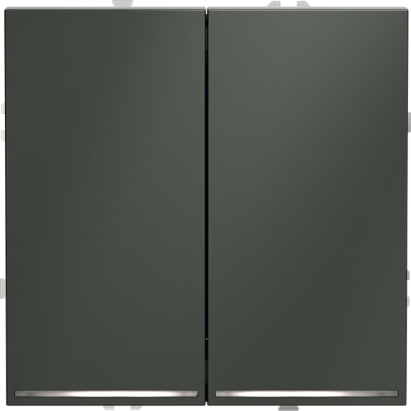 VLS020206 Выключатель встраиваемый с подсветкой двухклавишный титанового цвета 10А (2200 Ватт) VOLTUM S70 (титан)