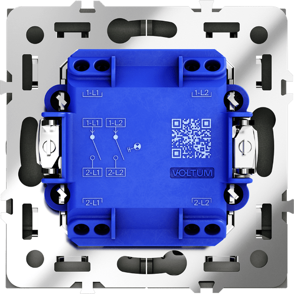 VLS020206 Выключатель встраиваемый с подсветкой двухклавишный титанового цвета 10А (2200 Ватт) VOLTUM S70 (титан)