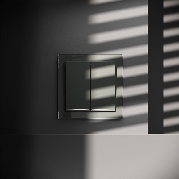 VLS020206 Выключатель встраиваемый с подсветкой двухклавишный титанового цвета 10А (2200 Ватт) VOLTUM S70 (титан)