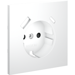 VLS001002 Накладка для розетки с заземлением и защитными шторками, с зарядкой от USB (ТИП С + ТИП A) белого матового цвета VOLTUM S70 (белый матовый)