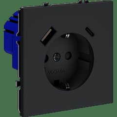 VLS020107 Выключатель встраиваемый двухклавишный графитового цвета 10А (2200 Ватт) VOLTUM S70 (графит)