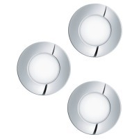 98635 Комплект встраиваемых светильников FUEVA 1, 3X2,8W (LED), 3000K, 1050lm, IP20/44, ?85, литой металл, хромированный / пластик, белый