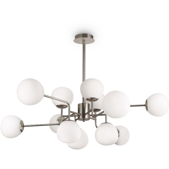 Люстра Maytoni Erich MOD221-PL-12-N основание никель, подвесная люстра с шарами из матового белого стекла, 12xE14, дизайнерский светильник на большую гостиную Люстра Maytoni Erich MOD221-PL-12-N основание никель, подвесная люстра с шарами из матового белого стекла, 12xE14, дизайнерский светильник на большую гостиную