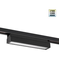 Novotech ITER 359783 Черный линейный однофазный двухжильный трековый светильник, 20см, с CCT переключением цветовой температуры, LED 12Вт 697Лм CRI≥90 108° 2700-3200-4000К IP20 220V