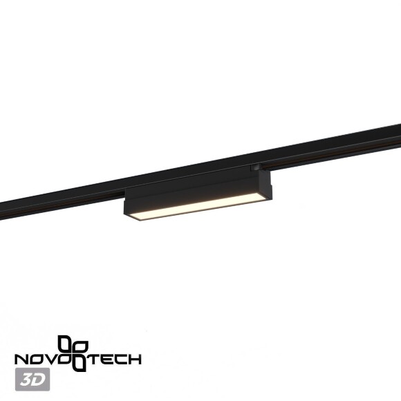 Novotech ITER 359783 Черный линейный однофазный двухжильный трековый светильник, 20см, с CCT переключением цветовой температуры, LED 12Вт 697Лм CRI≥90 108° 2700-3200-4000К IP20 220V