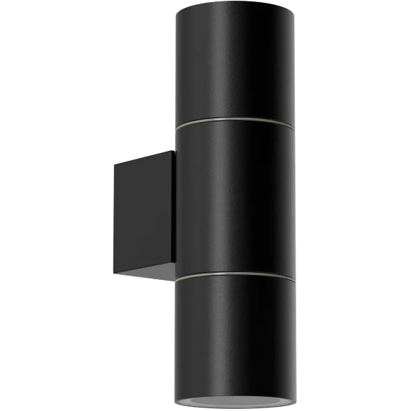 Favourite Bonum 4795-2W Черный уличный настенный светильник, фасадный спот цилиндр со светом в обе стороны, D95xW60xH195, под сменные лампы GU10 2шт макс. 35Вт, IP65, 220В