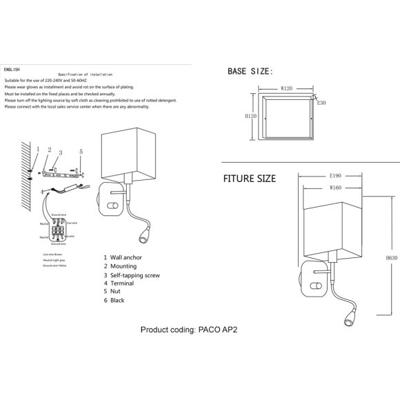 Бра Crystal Lux PACO AP2 CHROME/BLACK Бра Crystal Lux PACO AP2 CHROME/BLACK