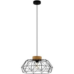 43364 Подвес PADSTOW, 1х60W(E27), ?455, H1100, сталь, дерево, черный, натуральный
