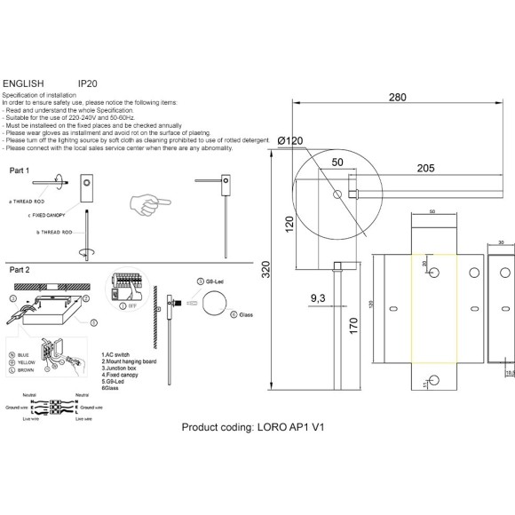 Бра Crystal Lux LORO AP1 V1 BLACK
