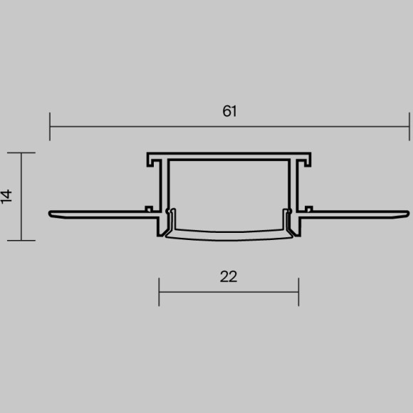 Рассеиватель для профиля 61×14 (Чёрный, 2 м), 642014