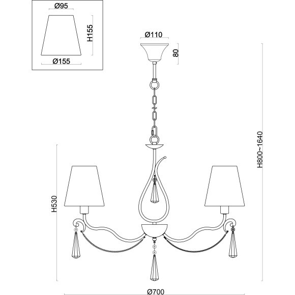 Люстра подвесная Freya FR2019PL-05BS Madeline под лампы 5xE14 40W