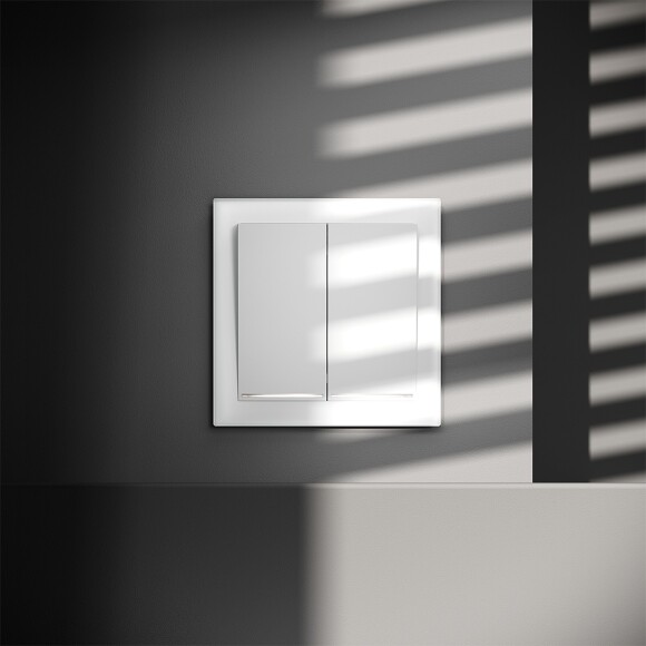 VLS020402 Проходной выключатель (переключатель) двухклавишный с подсветкой встраиваемый белого матового цвета 10А (2200 Ватт) VOLTUM S70 (белый матовый) VLS020402 Проходной выключатель (переключатель) двухклавишный с подсветкой встраиваемый белого матового цвета 10А (2200 Ватт) VOLTUM S70 (белый матовый)