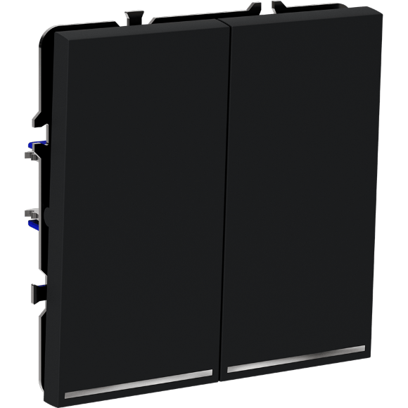 VLS020207 Выключатель встраиваемый с подсветкой двухклавишный графитового цвета 10А (2200 Ватт) VOLTUM S70 (графит)